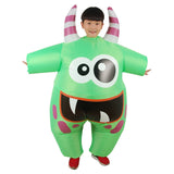 Kids Inflatable Green Monster Costume Funny Big Mouth Scareblown Halloween Party Costumes - INSWEAR