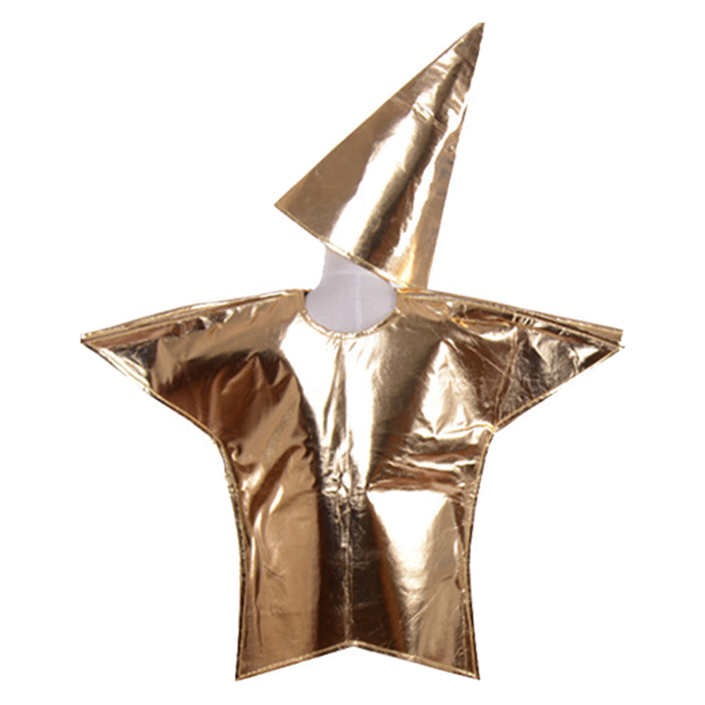 Children Shiny Gold Star Costumes Fancy Dress Christmas Halloween Cosplay Outfit - INSWEAR