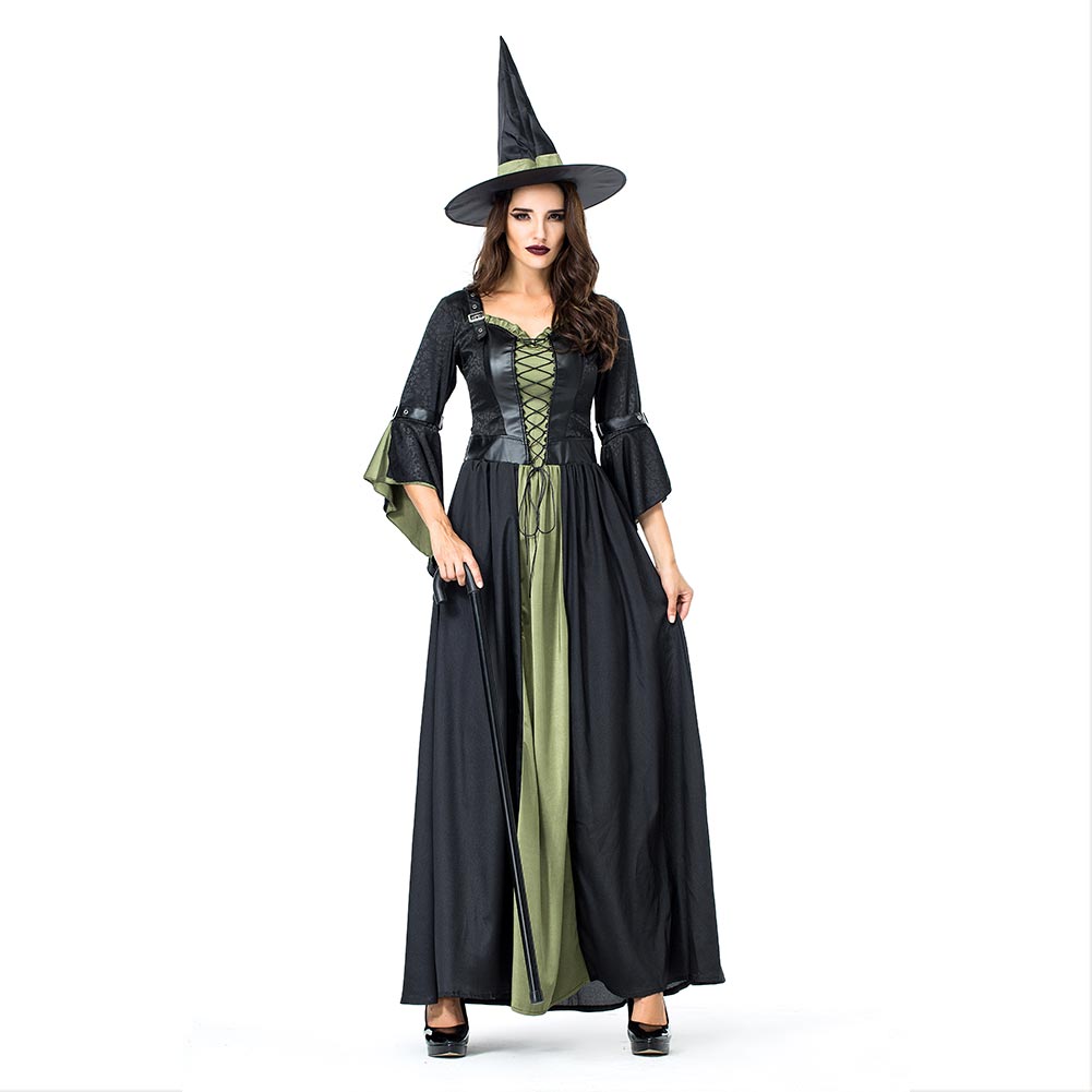 Women Halloween Party Witch Role-playing Female Evil Witch Stage Cosplay Costumes Long Fancy Dress - INSWEAR