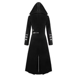 Men's Halloween Medieval Hooded Trench Coat Long Jacket Black Gothic Steampunk Costume - INSWEAR