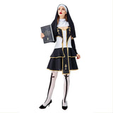 Women Halloween Costumes Virgin Mary Nun Missionary Costume Purim Sister Nun Masquerade Party Dress Set - INSWEAR