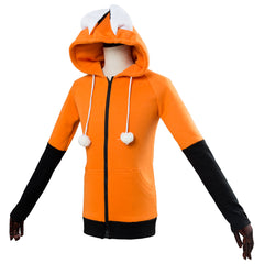 Unisex Anime Fox Rabbit Ears Cosplay Hoodie Zipper Jacket Sweatshirt Long Sleeve Orange Colorblock Sweatshirt - INSWEAR