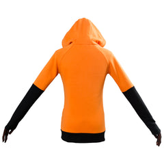 Unisex Anime Fox Rabbit Ears Cosplay Hoodie Zipper Jacket Sweatshirt Long Sleeve Orange Colorblock Sweatshirt - INSWEAR