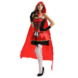 Women's Halloween Sexy Cloak Dress Queen Costume Red Riding Hood Cosplay Costume - INSWEAR
