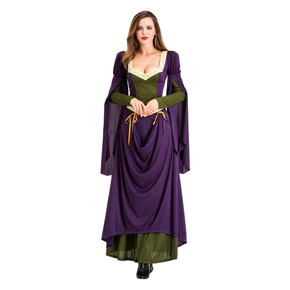 Women Medieval Renaissance Velvet Long Dress Celtic Queen Gown Party Cosplay Costume - INSWEAR