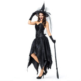 Woman Gothic Sorceress Cosplay Female Halloween Black Witch Costume Carnival Masquerade Nightclub Party Dress - INSWEAR