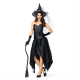 Woman Gothic Sorceress Cosplay Female Halloween Black Witch Costume Carnival Masquerade Nightclub Party Dress - INSWEAR