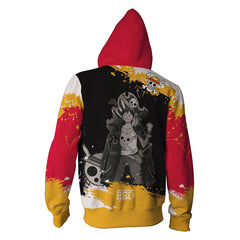 Unisex ONE PIECE FILM RED Hoodies Monkey D. Luffy Printed Cosplay Hooded Sweatshirt Casual Streetwear Zip Up Hoodie - INSWEAR