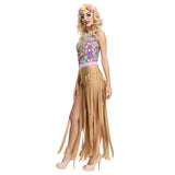 Women 1970s Disco Hippie Jumpsuit Tassel Suit Halloween Dance Show Fringe Costume - INSWEAR
