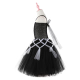 Girls Tutu Dress Black Tulle Evening Wedding Birthday Party Dresses for Kids Ball Gown - INSWEAR