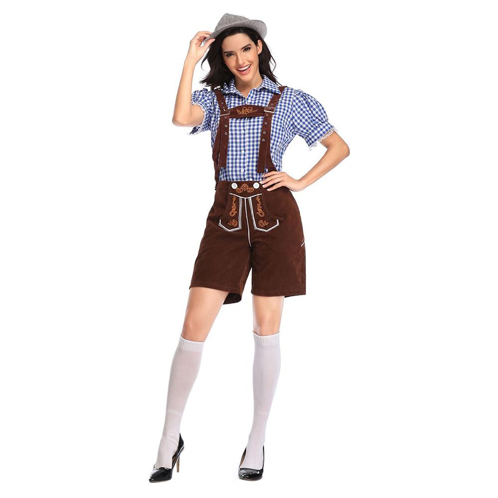 Women Oktoberfest Costume German Beer Girl Halloween Costume Traditional Bavarian Dirndl Shirt - INSWEAR