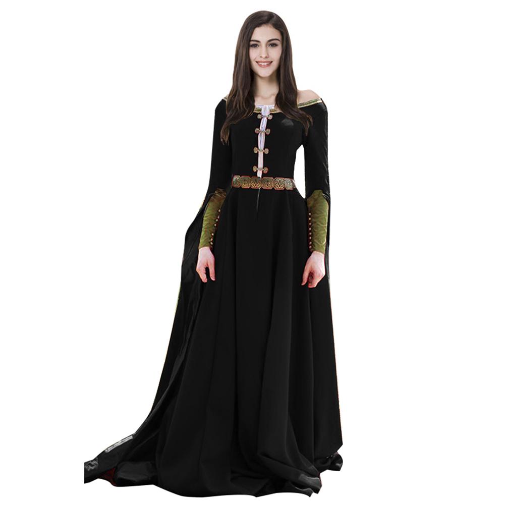 Women Medieval Dress Renaissance Dress Vintage Gothic Dress Floor Length Cosplay Dress Retro Gown - INSWEAR
