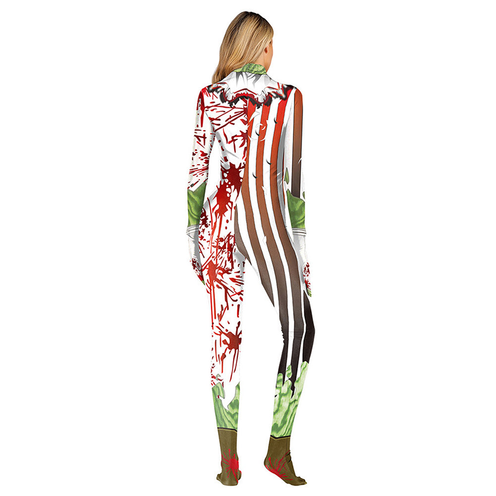 Halloween Adult Women Full Body Lycra Spandex Horror Clown Zentai Suit Cosplay Costumes - INSWEAR