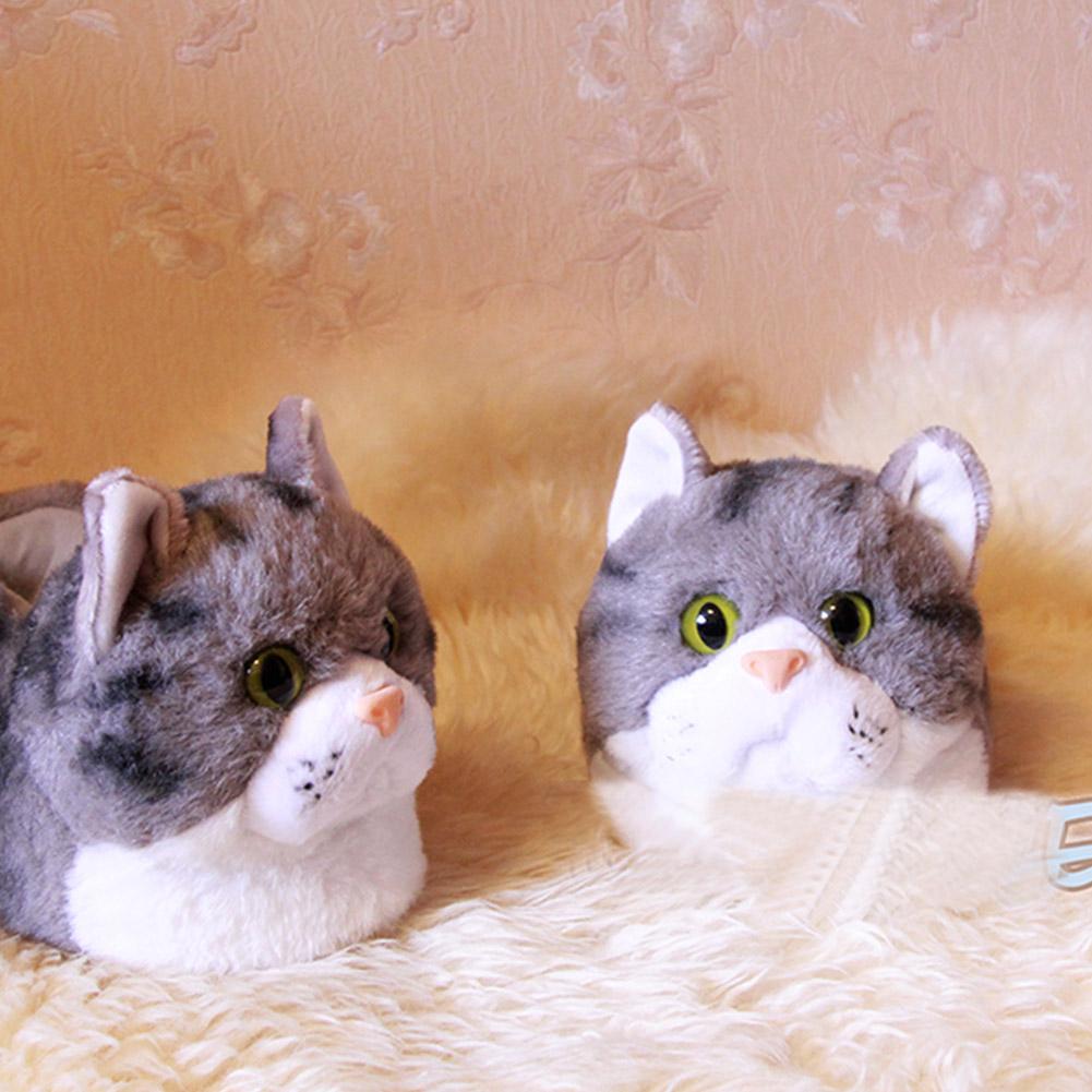 Winter Home Cat Slippers Plush Novelty Animal Costume Warm House Shoes - INSWEAR