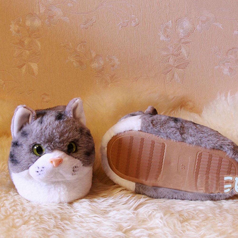 Winter Home Cat Slippers Plush Novelty Animal Costume Warm House Shoes - INSWEAR