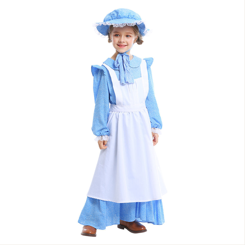 Colonial Pioneer Girls Costume Deluxe Prairie Dress for Halloween Cost ...