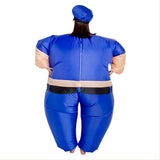 Adult Cop Inflatable Costume Blue Police Uniform Halloween Policewoman Jumpsuit Cosplay Fancy Dress - INSWEAR