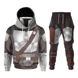 Unisex Star Wars: The Mandalorian Mask Hoodie Pants Set Din Djarin Cosplay Hooded Sweatshirt Sports Sweatpants Casual Streetwear - INSWEAR