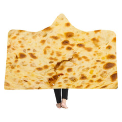 Adult Hooded Blanket Explosions Mexican Pizza Tortillas Arctic Velvet Hood Blankets Thickened Double Cloak Plush - INSWEAR