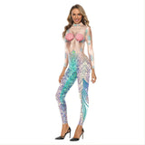 Halloween Women Sexy Mermaid Jumpsuits Cosplay Costume Slim Elastic Catsuits Mermaid Costume - INSWEAR