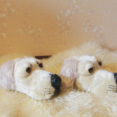 Unisex Winter Cotton Shoes Cute Realistic Labrador Slippers Home Warm Plush Shoes - INSWEAR