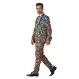 Men Halloween Costume Colorful Skull Suits Comes with Jacket Pants and Tie - INSWEAR