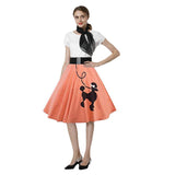 Retro Poodle Print High Waist Skater Vintage Rockabilly Swing Tee Cocktail Dress - INSWEAR