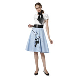 Retro Poodle Print High Waist Skater Vintage Rockabilly Swing Tee Cocktail Dress - INSWEAR