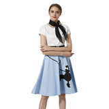 Retro Poodle Print High Waist Skater Vintage Rockabilly Swing Tee Cocktail Dress - INSWEAR