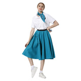 Women 1950s Skirt Poodle Printed Shirt Pink Dress with Musical Note Scarf - INSWEAR