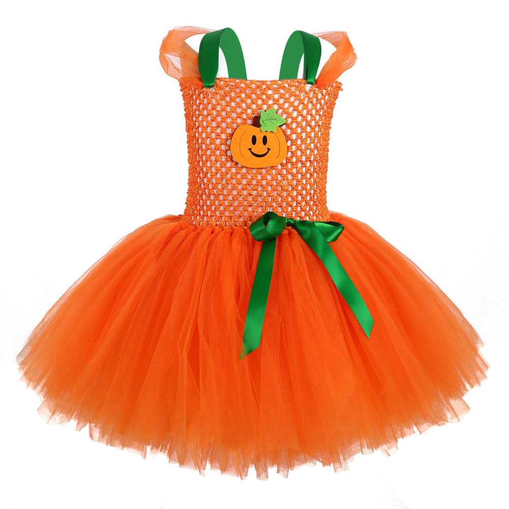 Girl's Pumpkin Makeup Tutu Dress Halloween Children's Dress Cute Ghost Festival Cosplay Costume - INSWEAR