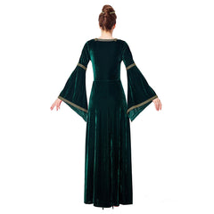 Women Medieval Costume Renaissance Vintage Dress Flare Long Sleeve Floor Length Palace Royal Court Costume - INSWEAR