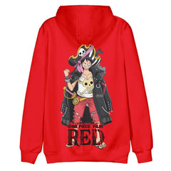 Unisex ONE PIECE FILM RED Hoodies Monkey D. Luffy Printed Cosplay Hooded Sweatshirt Casual Streetwear Pullover Hoodie - INSWEAR