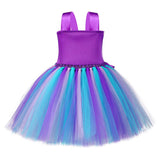 Princess Girls Mermaid Tutu Dress Kids Sparkle Sequin Purple Starfish Birthday Party Dresses Halloween Costume - INSWEAR
