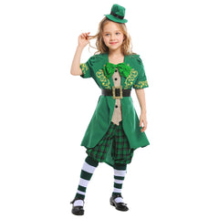 Kids Girls St Patrick's Day Leprechaun Costume Irish Exotic Outfit Green Elf Costume Irish Carnival Costume - INSWEAR