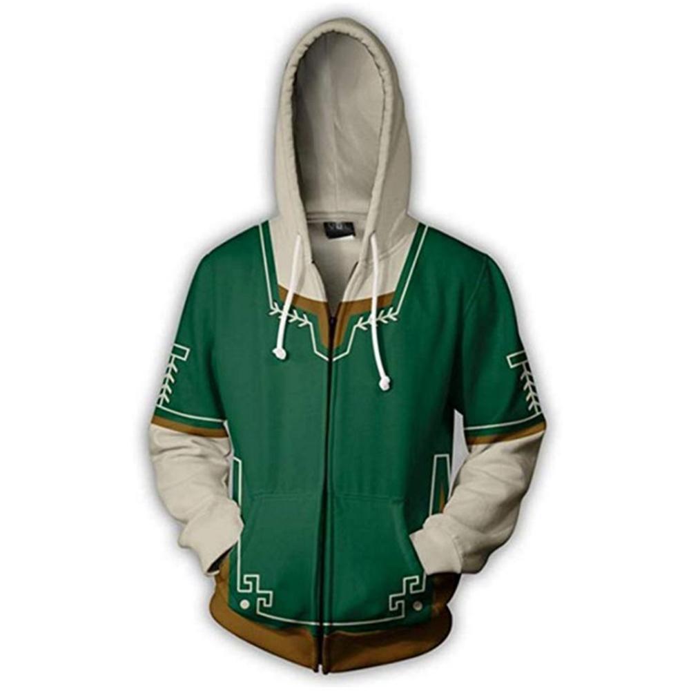Unisex Game The Legend of Zelda Hoodies Cosplay Hooded Sweatshirt Casual Streetwear Zip Up Hoodie - INSWEAR