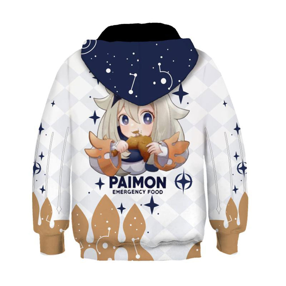 Kids Genshin Impact Hoodies Paimon Cosplay Hooded Sweatshirt Casual Streetwear Pullover Hoodie - INSWEAR