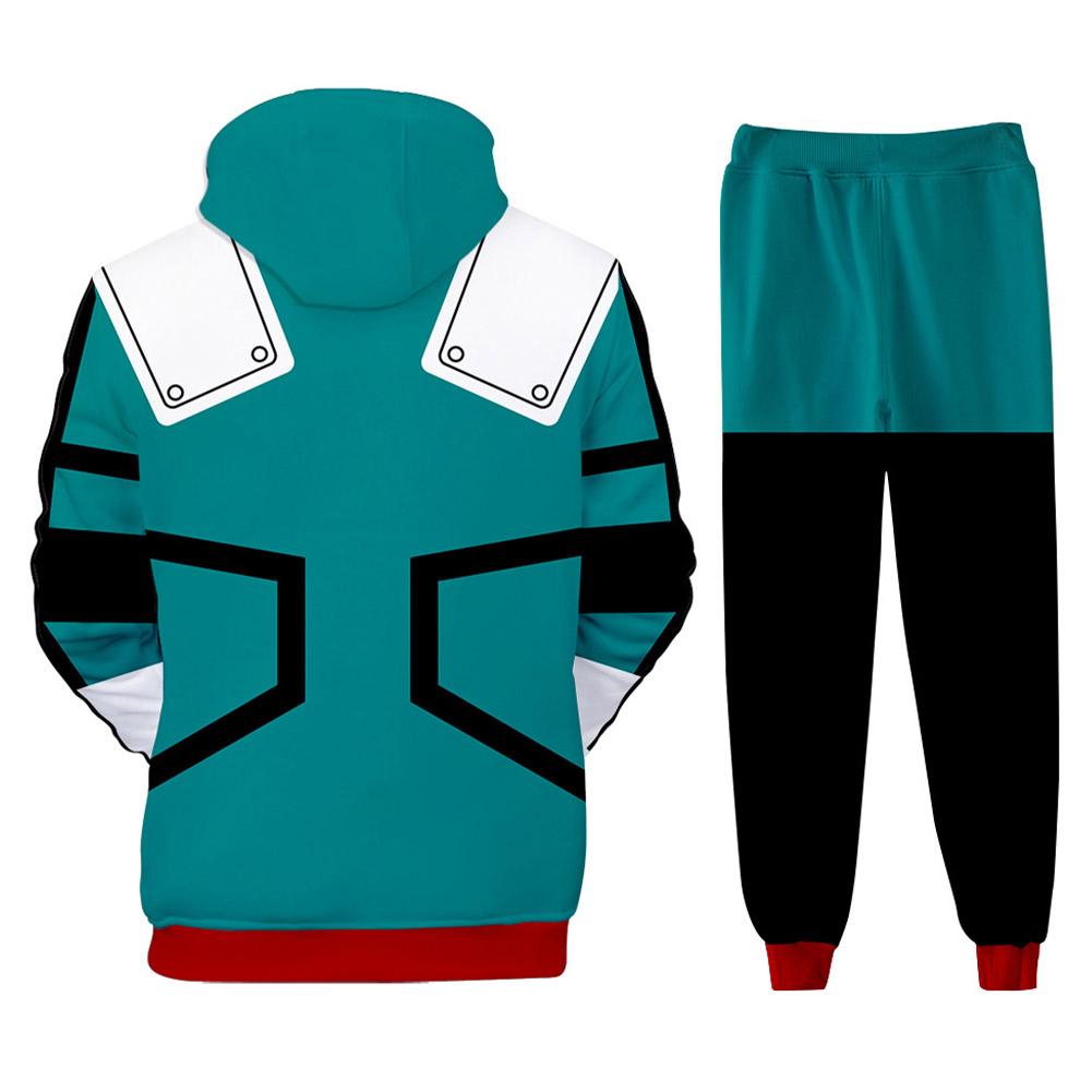 MHA Tracksuit Set Midoriya Izuku Sweatshirt Set Anime 3D Printed Hooded