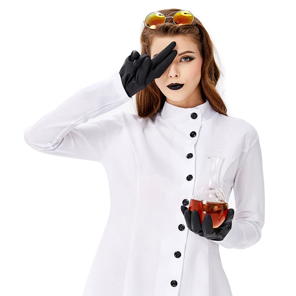 Women Halloween White Lab Coat Long Sleeve Fancy Cosplay Costume - INSWEAR