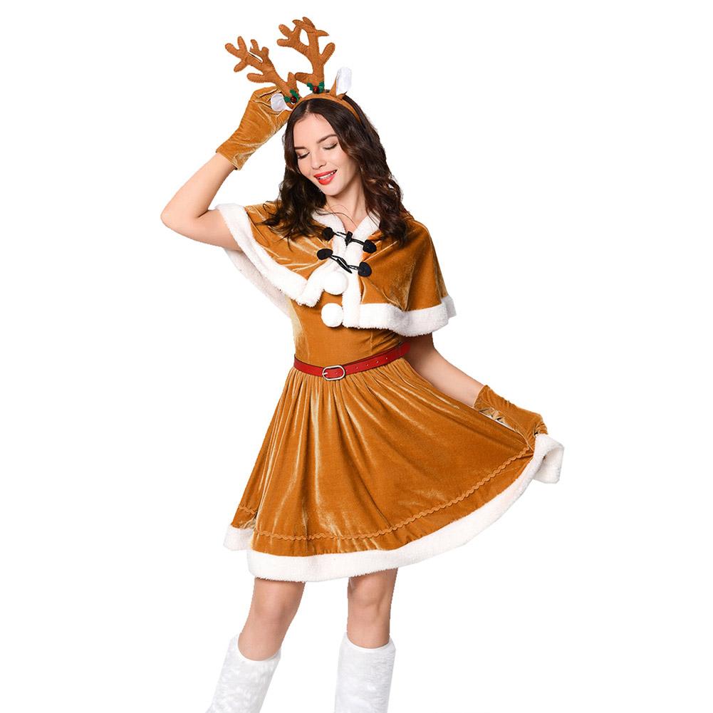 Women Christmas Reindeer Dress Cosplay Costume Cute Deer Animal Dress - INSWEAR