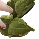 Winter Home Slippers Soft Warm Unisex Indoor Floor Shoes Cartoon Crocodile Design Cotton-padded Shoes - INSWEAR