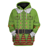 Unisex Christmas Hoodies 3D Print Pullover Sweatshirt Outfit Christmas Elf Cosplay Casual Outerwear - INSWEAR