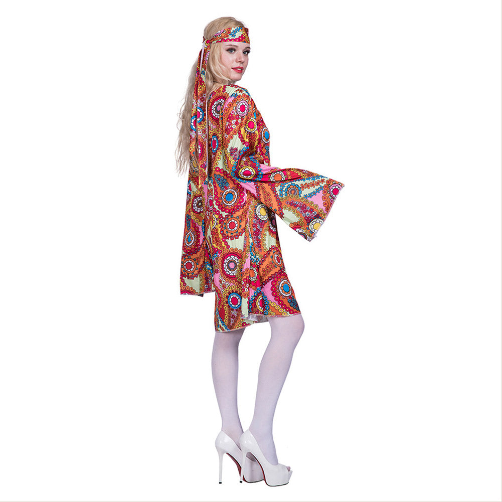 Women Hippie Groovy Lady Retro Costume Halloween 1960s Stage Performance Outfit - INSWEAR
