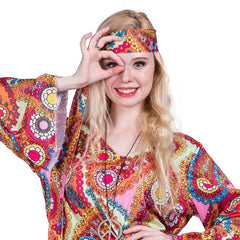 Women Hippie Groovy Lady Retro Costume Halloween 1960s Stage Performance Outfit - INSWEAR