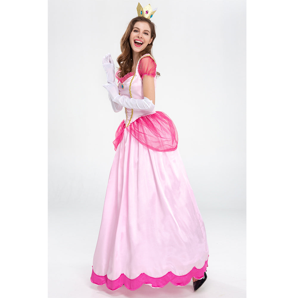 Peach Adult Cosplay Costume Long Dress Outfits Halloween Carnival Party Suit