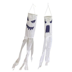 2PCs Halloween Hanging Ghost Windsocks Flag Decoration Haunted House Hanging Ghost Horror Props Creepy Decor - INSWEAR