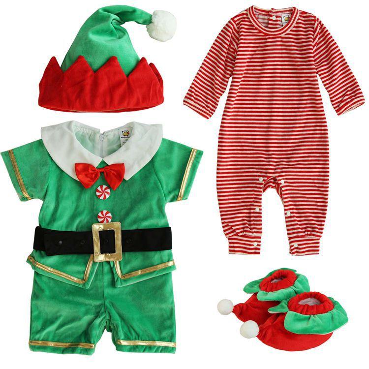 Newborn Baby Christmas Romper Costume Christmas Elf Cosplay Jumpsuit Onesie Infant Stage Performance Suits - INSWEAR