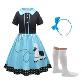6Pc/Set Poodle Cosplay Costume Kids Girls Dress Halloween Carnival Disguise Roleplay Suit