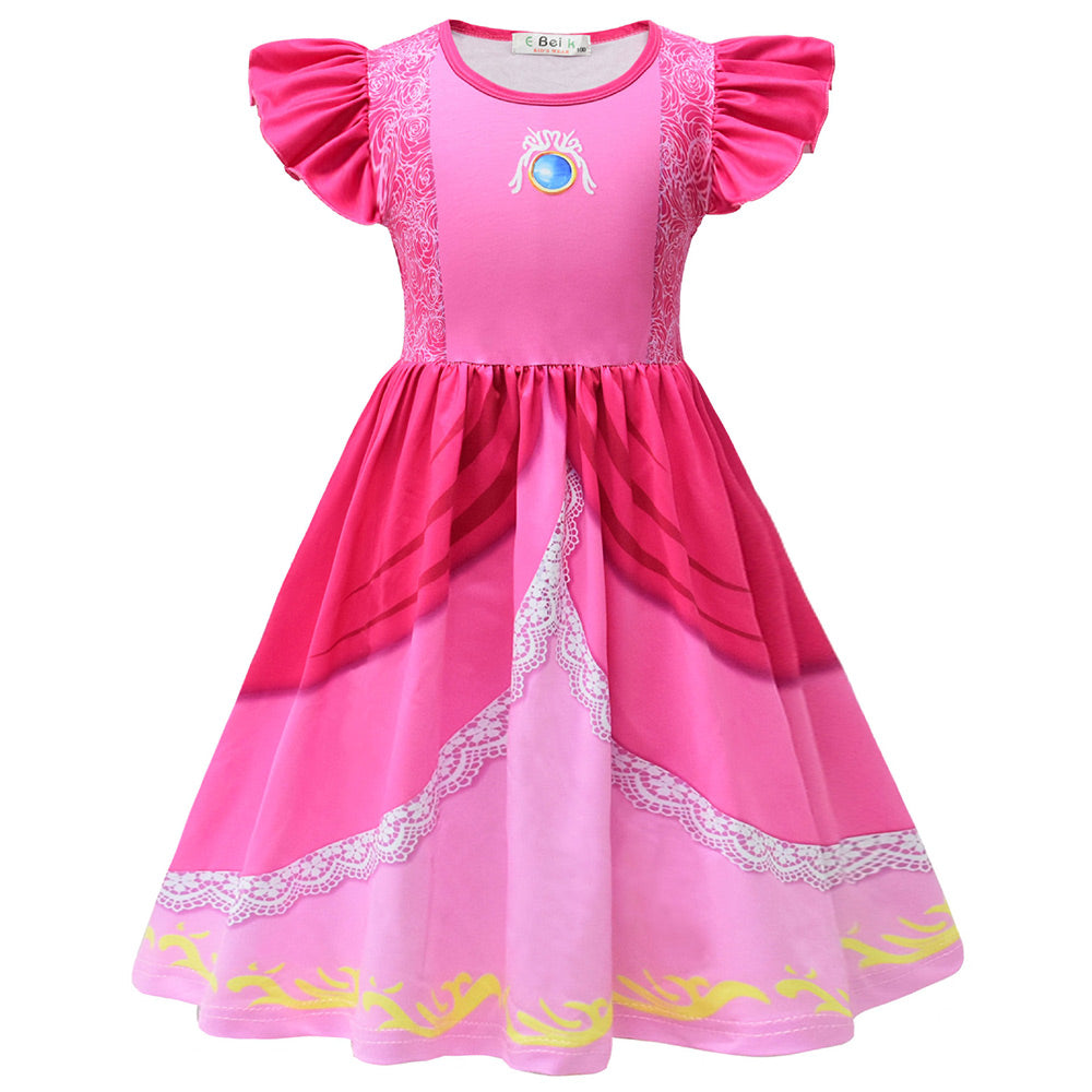 Kids The Super Mario Bros. Princess Peach Kids Girls Cosplay Dress Halloween Carnival Party Suit