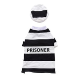 Prisoner Dog Costume - Prison Pooch Dog Halloween Costume Party Pet Dog Costume Clothes Cosplay with Hat - INSWEAR